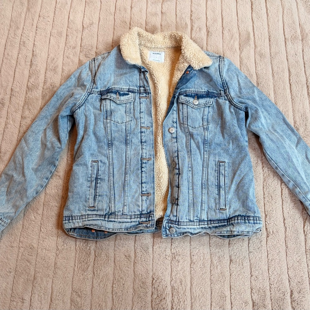 Old Navy Light Blue Denim Jacket with Cream Sherpa